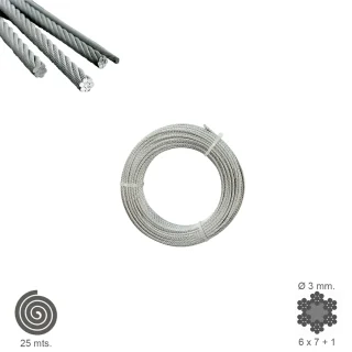 Cable Galvanizado   3 mm. (Rollo 25 Metros) No Elevacion