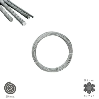 Cable Galvanizado   4 mm. (Rollo 25 Metros) No Elevacion