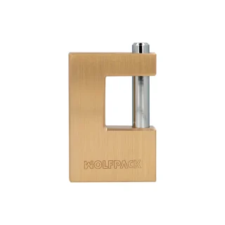 Candado Cuadrado Latón Persiana Ancho 70 mm. Alta Seguridad, Antirrobo Puertas, Contenedores, Trasteros, 2 Llaves