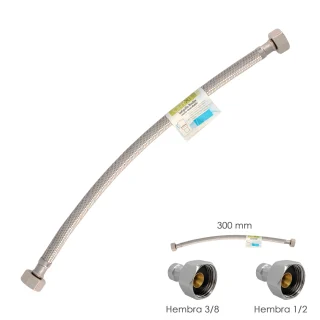 Latiguillo Flexible Acero Inoxidable Hembra 3/8 - Hembra 1/2 - 300mm