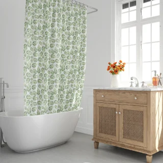 Cortina Ducha Hojas Verdes 180x200 cm. Impermeable