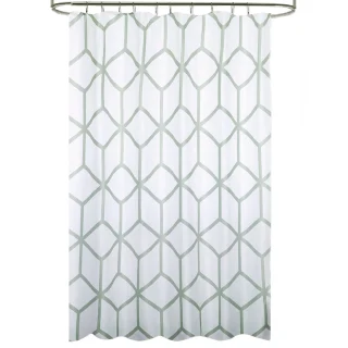 Cortina Ducha Tela Geometria 180 x 200 cm. Cortina baño, Cortina Tela Impermeable Con Anillas