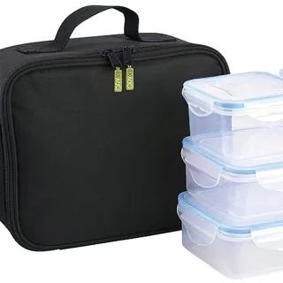 Bolsa Termica Con 4 Recipientes Hermeticos Plastico (2x800 ml + 2x400 ml.)
