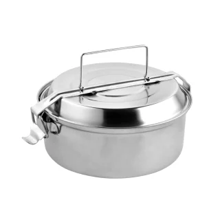 Fiambrera Metalica De Acero Inoxidable Con 2 Platos Ø 16 cm. Lunch Box, Fiambrera Metalica, Porta Alimentos Metalico,