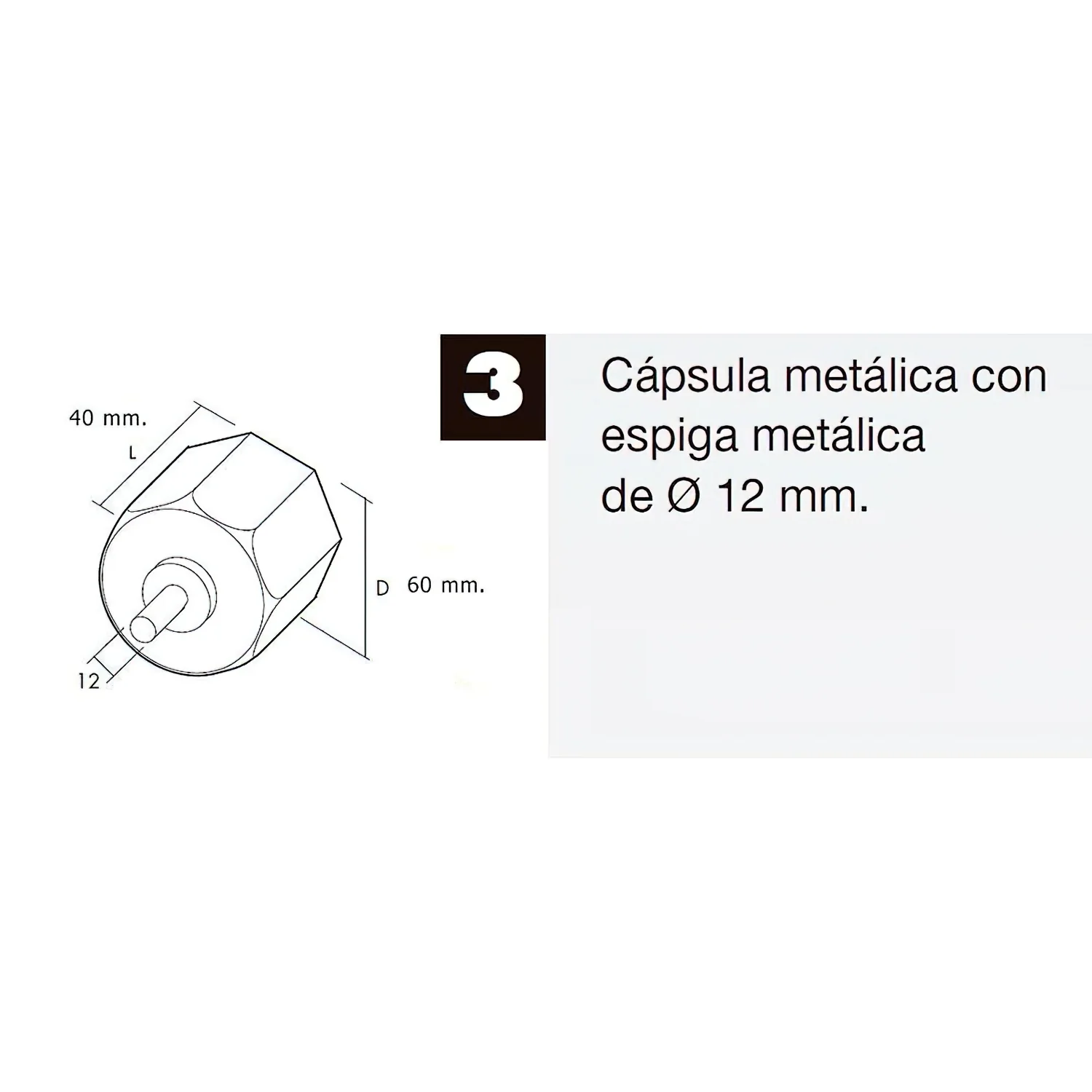 Capsula Persiana Metalica Con Espiga Para Eje 60 mm. - Imagen 3