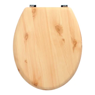 Tapa WC Madera Natural, Tapa Asiento Inodoro, Asiento Para Inodoro Universal, Soporte Ajustable,