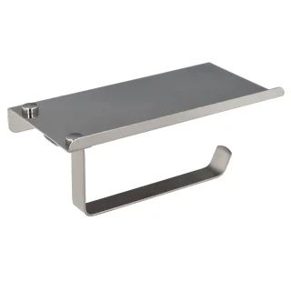 Portarrollos Baño Con Estante Para Moviles Autoadhesivo, Color Inox Con Efecto Espejo, Autoadhesivo Resistente o Con Tornillos