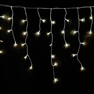 Guirnalda Luces Navidad Cortina 10x1 Metros 345 Leds Blanco Calido. Luz Navidad Interiores y Exteriores Ip44. Cable Transparente