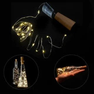 Luces Navidad Guirnalda Led con Tapon 20 Microled Blanco Calido IP20. A Pilas 3 LR44 (Si Incluidas)