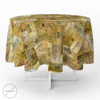 Mantel Hule Redondo Tablones Vino Impermeable Antimanchas PVC Ø 140 cm. Uso Interior y Exterior