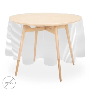 Mantel Hule Redondo Transparente Impermeable Antimanchas PVC Ø 140 cm. Uso Interior y Exterior