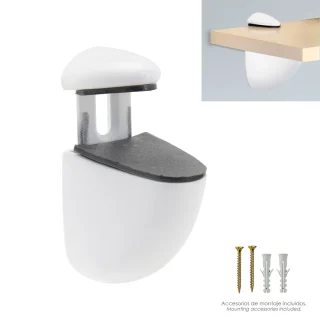 Soporte Pelicano Regulable Para Estante 1 / 20 mm. Blanco  (1 Pieza)