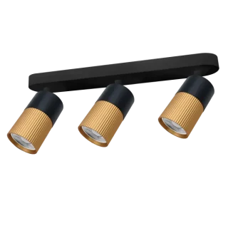 Regleta 3 Focos GU10 Negro y Oro Mate Muñoz e Hijos | 70P307