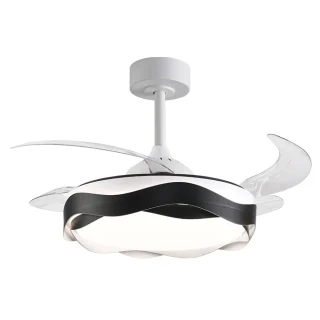 Ventilador Techo LED | 6 Velocidades | Luz Ajustable | 108 cm | Blanco/Negro | BELAIR ONDAS | Ref: F-1039 BK | LUZGURÚ