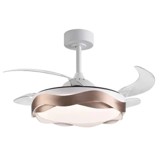 Ventilador Techo LED | 6480 Lúmenes | 3 Colores Luz | 108 cm | Blanco/Cobre | BELAIR ONDAS | Ref: F-1039 CO | LUZGURÚ