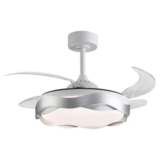 Ventilador Techo LED | 6 Velocidades | Luz Ajustable | 108 cm | Blanco/Plata | BELAIR ONDAS | Ref: F-1039 SL | LUZGURÚ