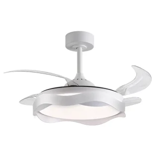Ventilador Techo LED | Luz Ajustable | Silencioso | 108 cm | Blanco/Blanco | BELAIR ONDAS | Ref: F-1039 WH | LUZGURÚ