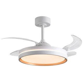 Ventilador Techo LED | 6 Velocidades | Luz Ajustable | 108 cm | Blanco/Oro | BELAIR AKRAN | Ref: F-1047 GL | LUZGURÚ