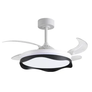 Ventilador Techo con Luz | 6 Velocidades | 6480 lm | 108 cm | Blanco/Negro | BELAIR OLAS | Ref: F-1049 BK | LUZGURÚ