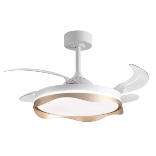 Ventilador Techo LED | Luz Ajustable | 6480 lm | 108 cm | Blanco/Oro | BELAIR OLAS | Ref: F-1049 GL | LUZGURÚ