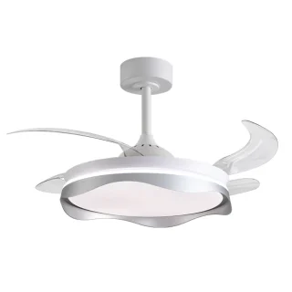 Ventilador Techo con Luz | 6 Velocidades | 6480 lm | 108 cm | Blanco/Plata | BELAIR OLAS | Ref: F-1049 SL | LUZGURÚ
