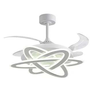 Ventilador Techo LED | Luz Ajustable | 16000 lm | 108 cm | Blanco/Blanco | BELAIR SATURNO | Ref: F-1071 | LUZGURÚ