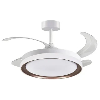 Ventilador Techo LED | 6 Velocidades | Luz Ajustable | 108 cm | Blanco/Marron | BELAIR KIGALI | Ref: F-3001 BR | LUZGURÚ