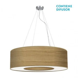 Lámpara Colgante Grande Haiti Cromo/Madera Clara | Abrila | 051998084