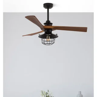 Ventilador Techo Vulturno Negro 3 Aspas Roble | Abrila | 182391309