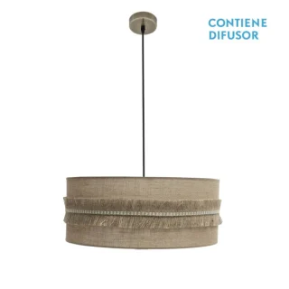 Colgante Kala 3xE27 Cuero/Saco 60cm | Abrila | 186796014