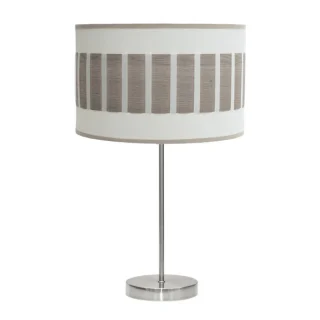 Lámpara Sobremesa Alto Ivanna Níquel/Blanco-Madera Gris | Abrila | 188471183