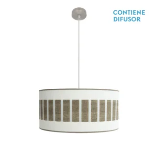 Colgante Ivanna 2xE27 Níquel/Blanco-Madera Gris 50x50 cm | Abrila | 188495083