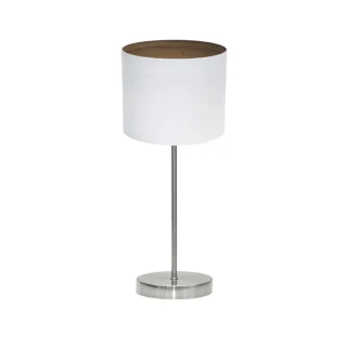 Lámpara Sobremesa Tatiana Níquel/Blanco-Madera Oscura | Abrila | 189171084