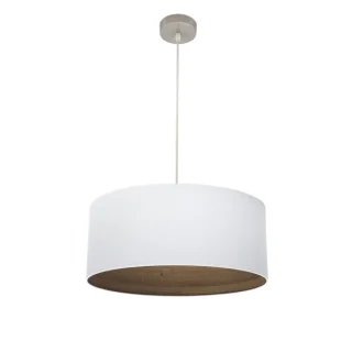 Colgante Tatiana 1xE27 Níquel/Blanco-Madera Oscura 50cm | Abrila | 189195084