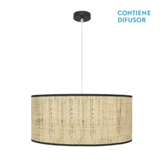 Colgante Natasha 3xE27 Negro/Cañizo 60x60 cm | Abrila | 189996009