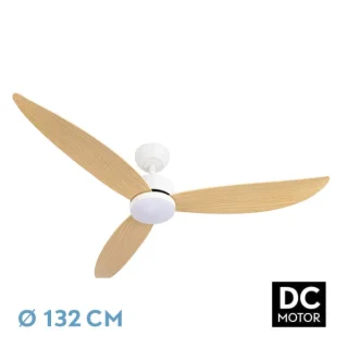 Ventilador de Techo DC Genil 24W Blanco/Haya 132cm | Abrila | 209591368