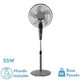 Ventilador de Pie Borlon Negro/Gris 55W | Abrila | 213941028
