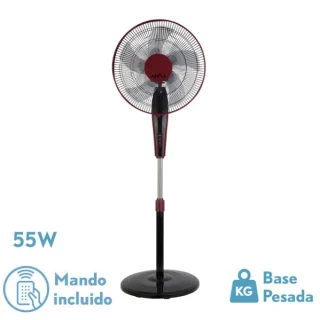 Ventilador de Pie Borlon Negro/Burdeos 55W | Abrila | 213941030