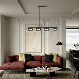 Lámpara Colgante 4 Luces Negro Smoky Olaia Schuller