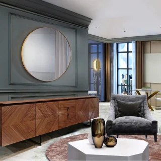 Espejo Redondo Ø120 Oro Orio Schuller