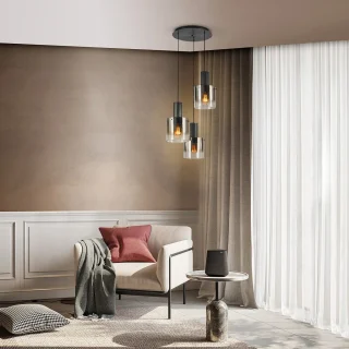 Lámpara Colgante 3L Negro Smoke Venize Schuller