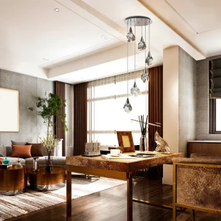 Lámpara Colgante 6 Luces Cromo Aquaria Schuller