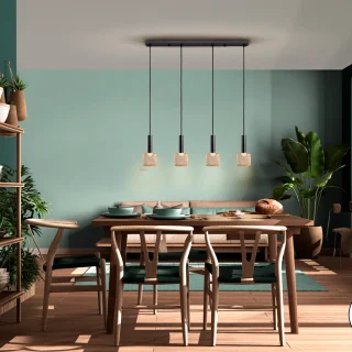 Lámpara 4 Luces Negro/Oro Sincro Schuller