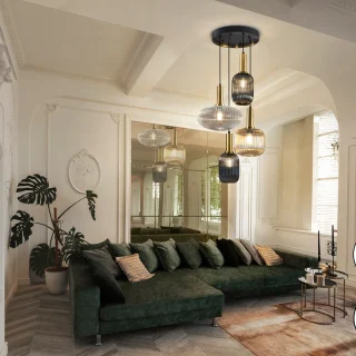 Lámpara Colgante 4L Negro Latón Norma Schuller