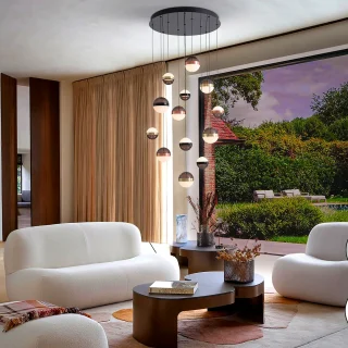 Lámpara Colgante Orbes Negro/Cobre/Latón Schuller