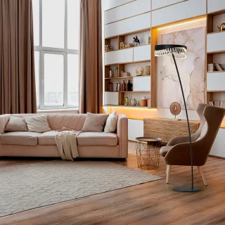 Lámpara de Pie Negro Cristal Selene Schuller