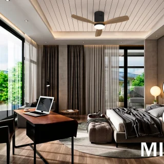 Ventilador de Techo Mini Negro/Nogal Siroco Schuller