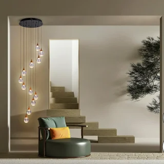 Lámpara Colgante 12 Luces Negro-Cobre Corina Schuller