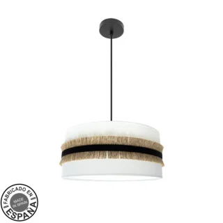 Colgante Angola Negro/Blanco/Yute | Fabrilamp / Abrila | 50cm | Ref: 227195001 | LUZGURU