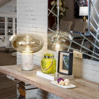 Lámpara Sobremesa Mármol Blanco Fungi Schuller